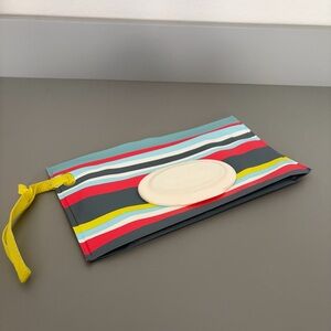 Huggies Wipes Travel Pouch Clutch n Clean Striped Baby Reusable Refillable EUC